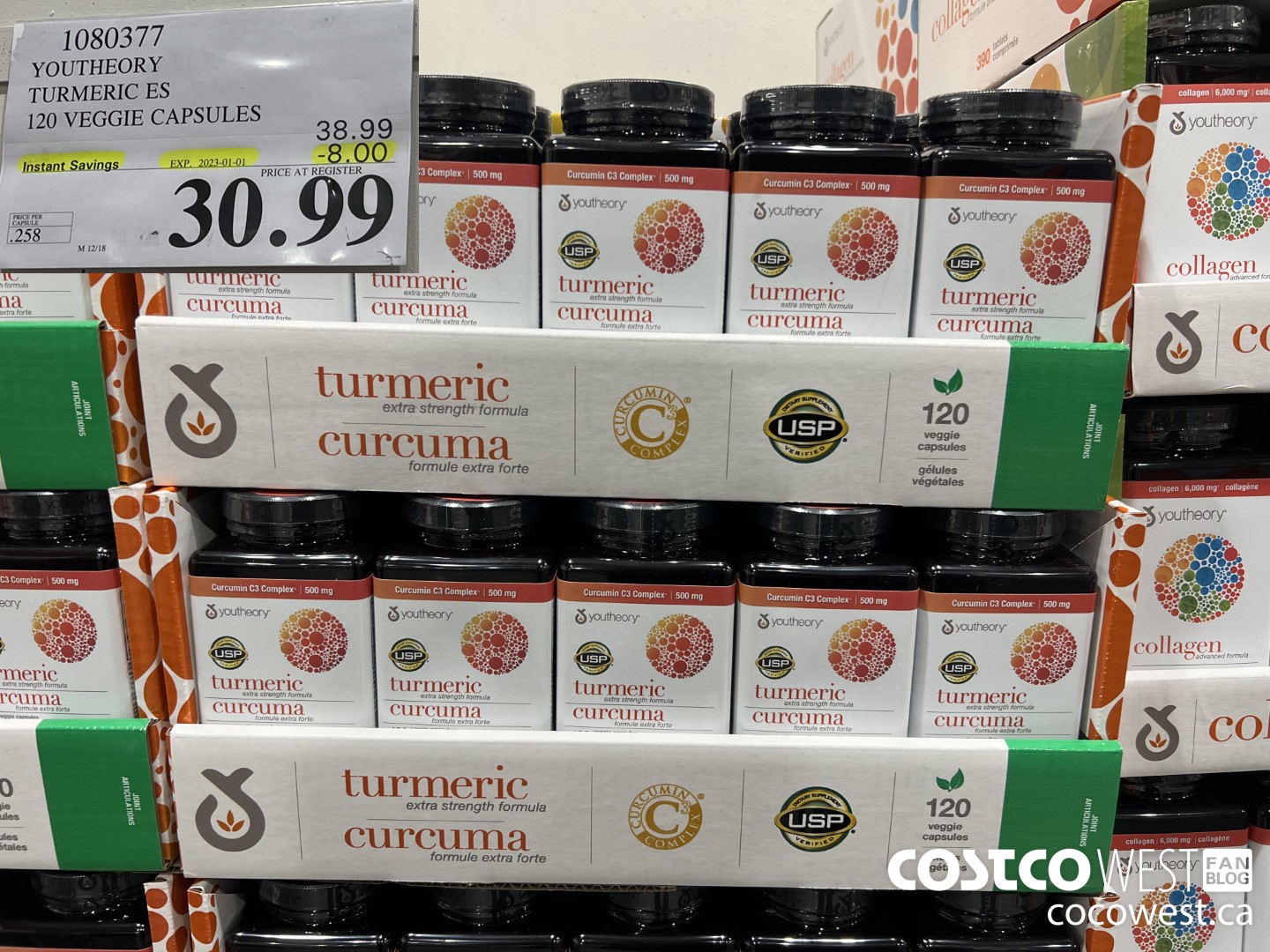 1080377 YOUTHEORY TURMERIC ES 120 VEGGIE CAPSULES ($8.00 INSTANT SAVINGS EXPIRES ON 2023-01-01) $30.99