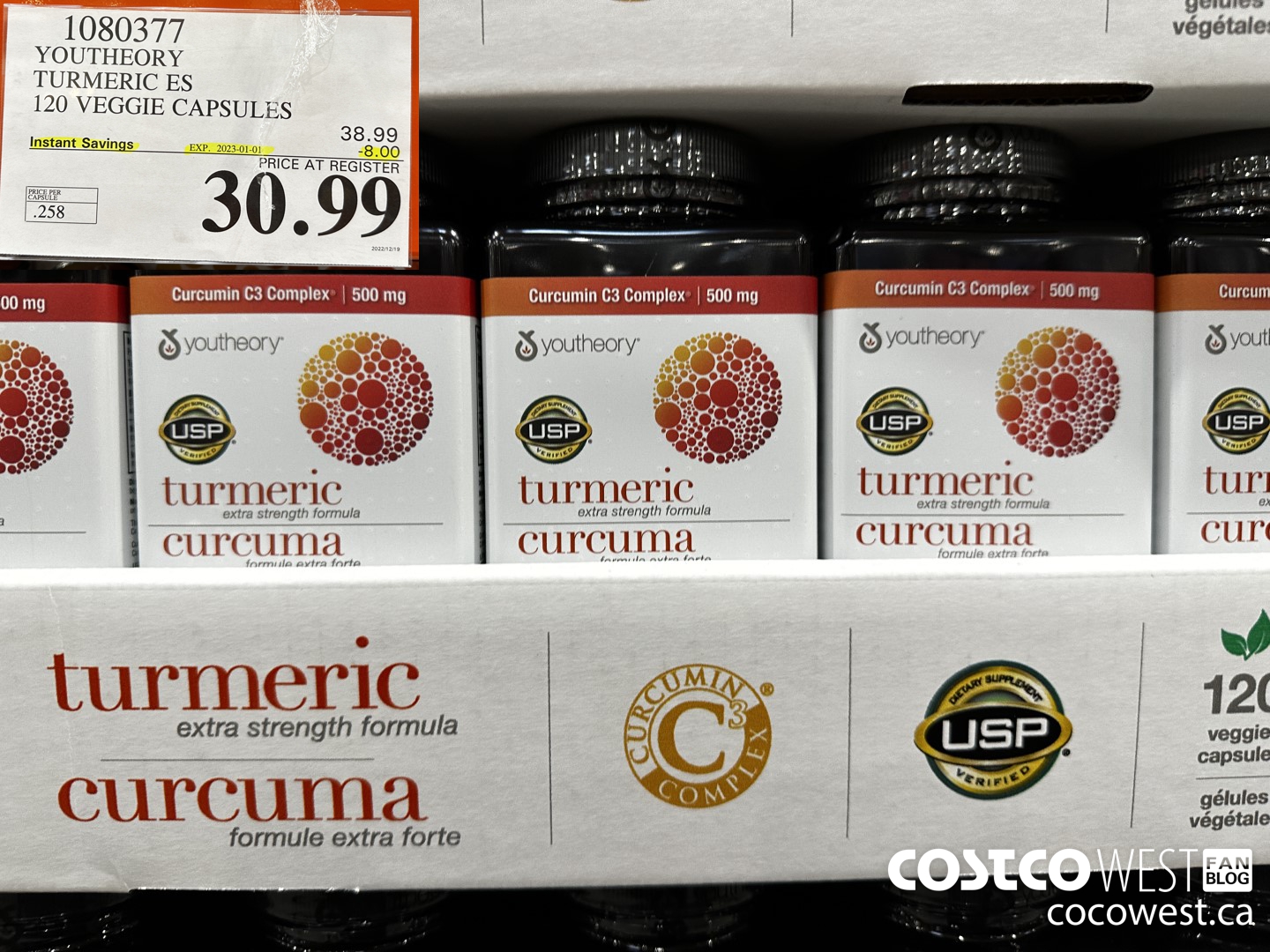 1080377 YOUTHEORY TURMERIC ES 120 VEGGIE CAPSULES ($8.00 INSTANT SAVINGS EXPIRES ON 2023-01-01) $30.99