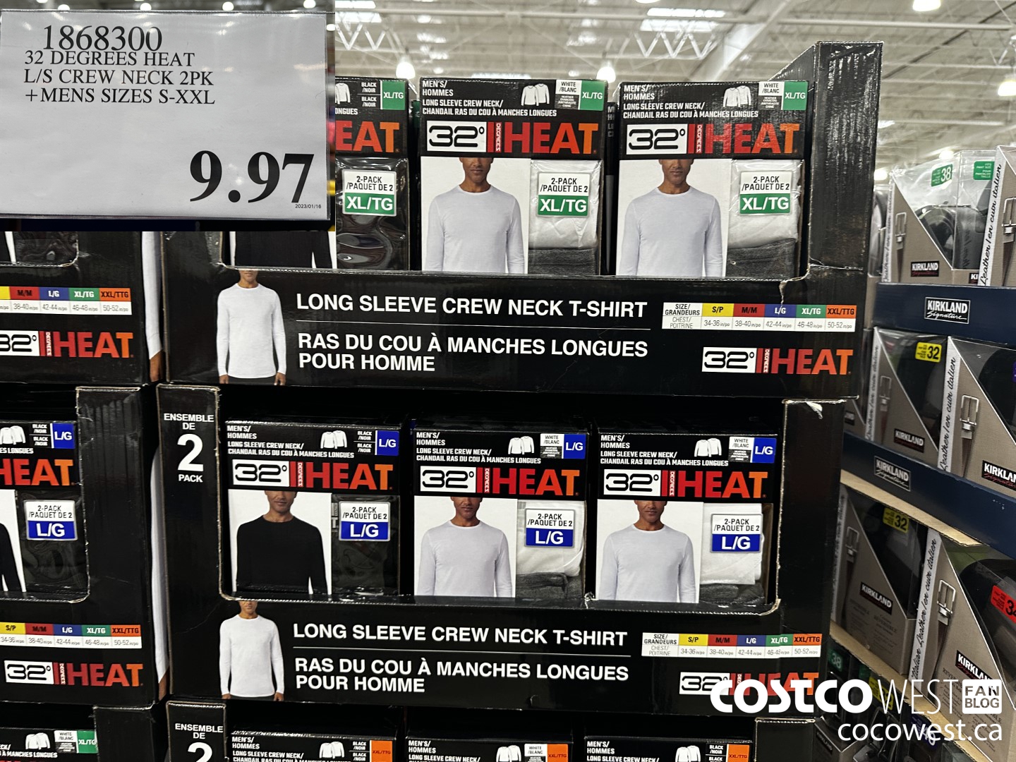 1868300 32 DEGREES HEAT L/S CREW NECK 2PK MENS SIZES S-XXL $9.97
