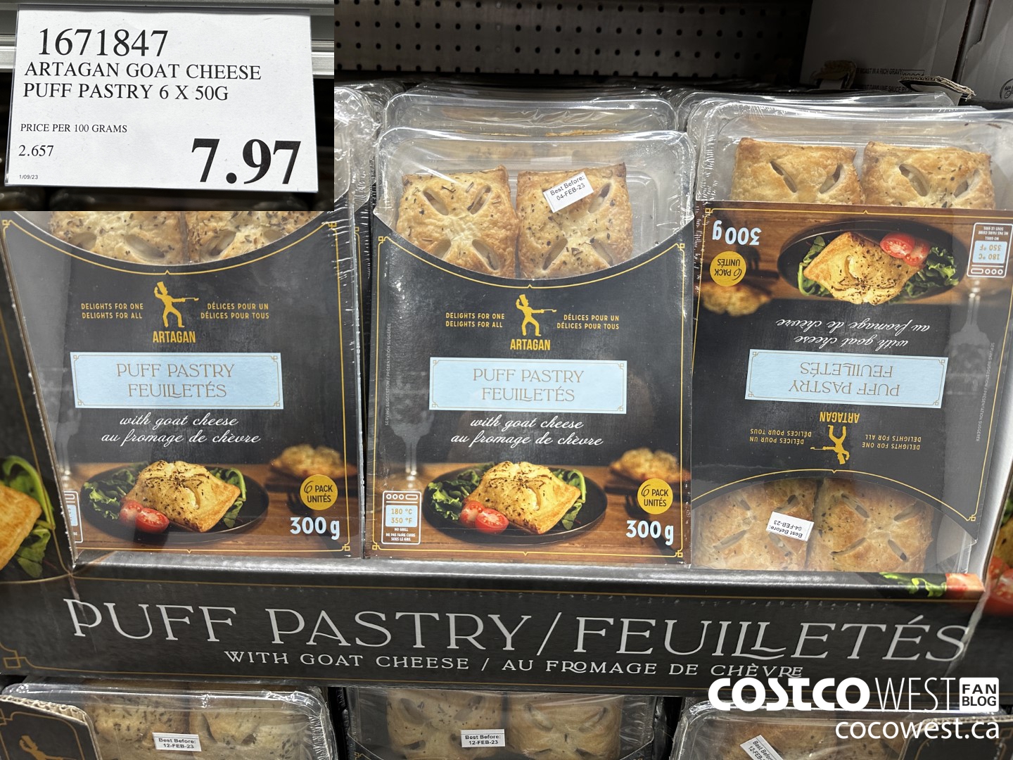 1671847 ARTAGAN GOAT CHEESE PUFF PASTRY 6 X 50G $7.97