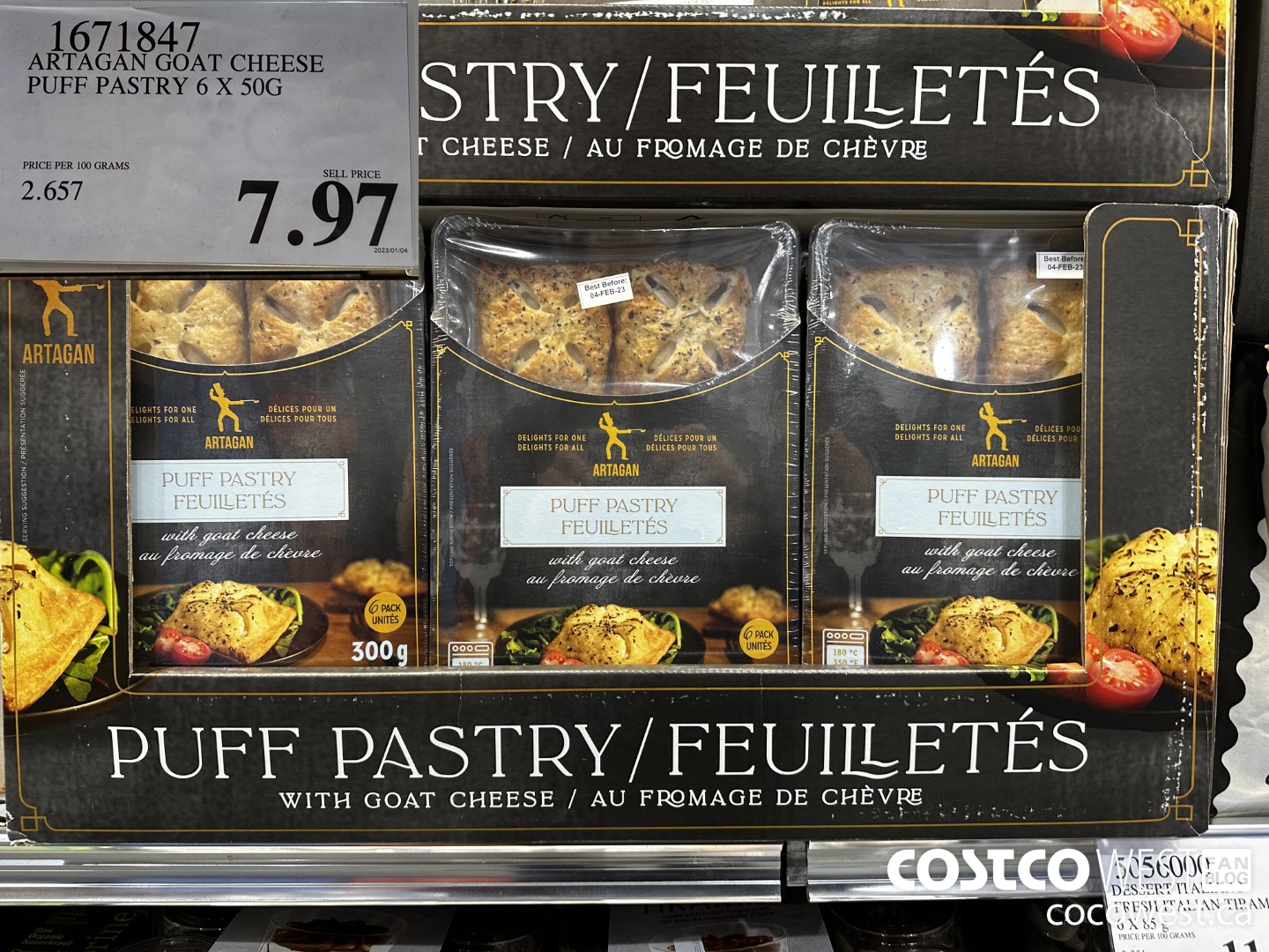 1671847 ARTAGAN GOAT CHEESE PUFF PASTRY 6 X 50G $7.97