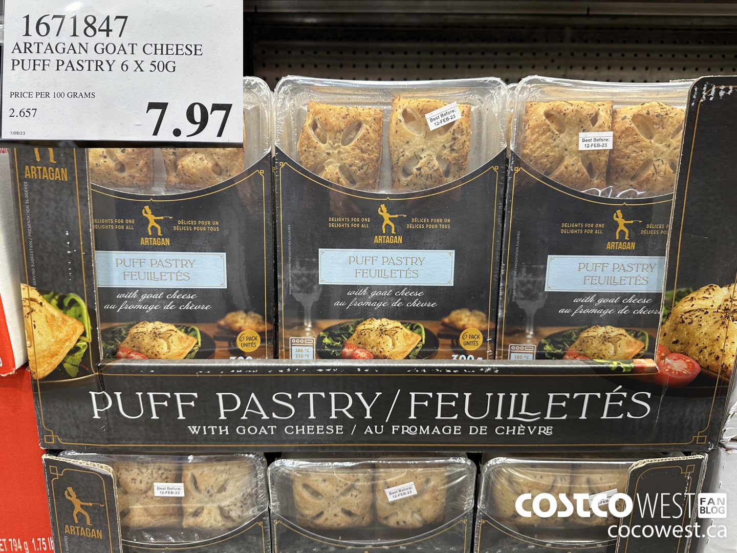 1671847 ARTAGAN GOAT CHEESE PUFF PASTRY 6 X 50G $7.97