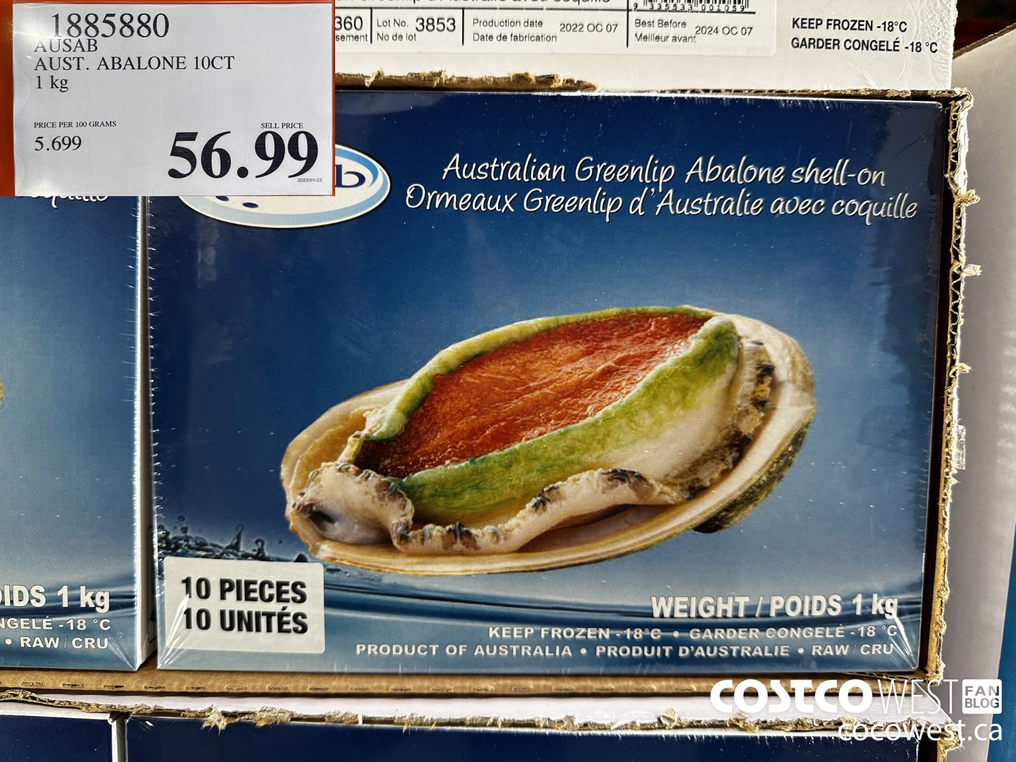 1885880 AUSAB AUST. ABALONE 10CT 1 KG $56.99