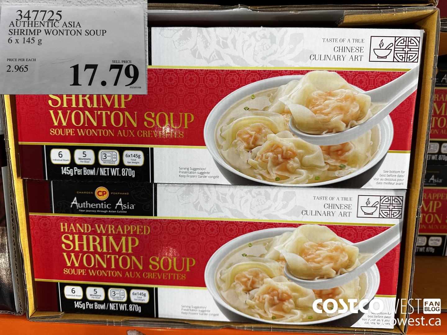 347725 AUTHENTIC ASIA SHRIMP WONTON SOUP 6 X 145 G $17.79