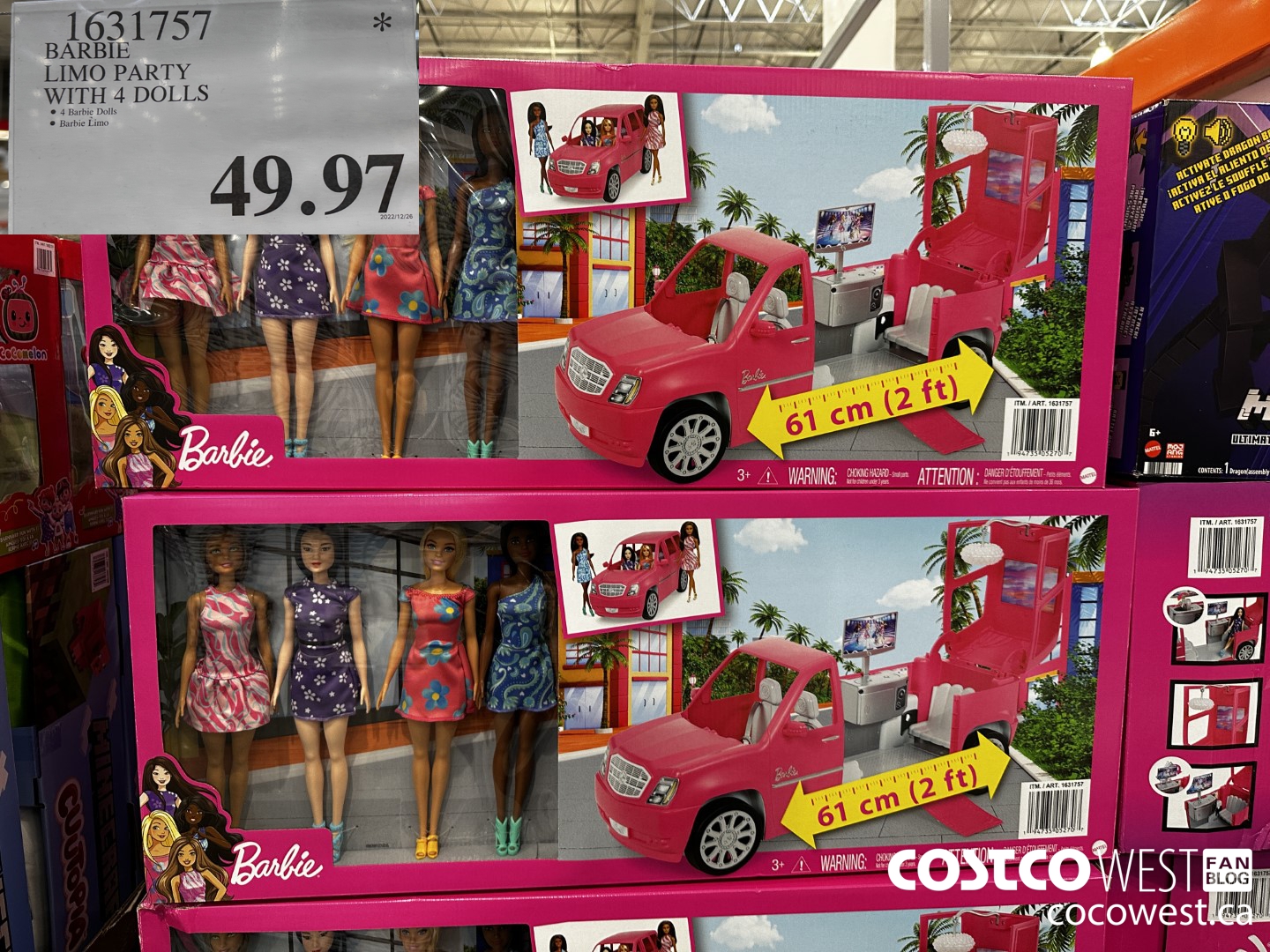 1631757 BARBIE LIMO PARTY WITH 4 DOLLS $49.97