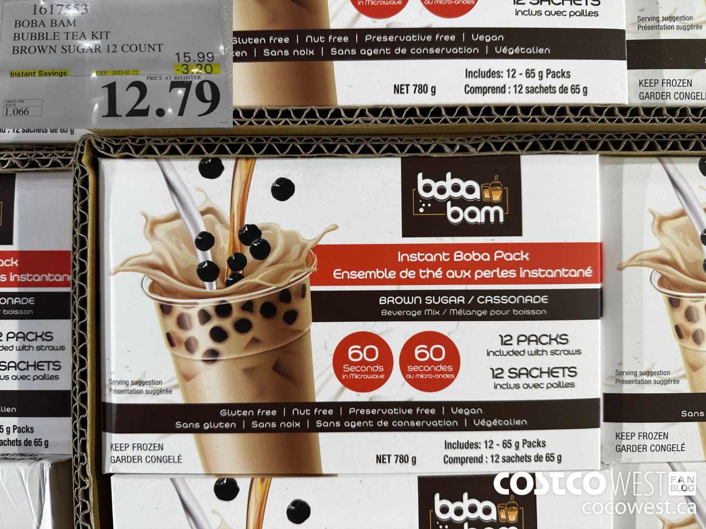 1617553 BOBA BAM BUBBLE TEA KIT BROWN SUGAR 12 COUNT ($3.20 INSTANT SAVINGS EXPIRES ON 2023-01-22) $12.79
