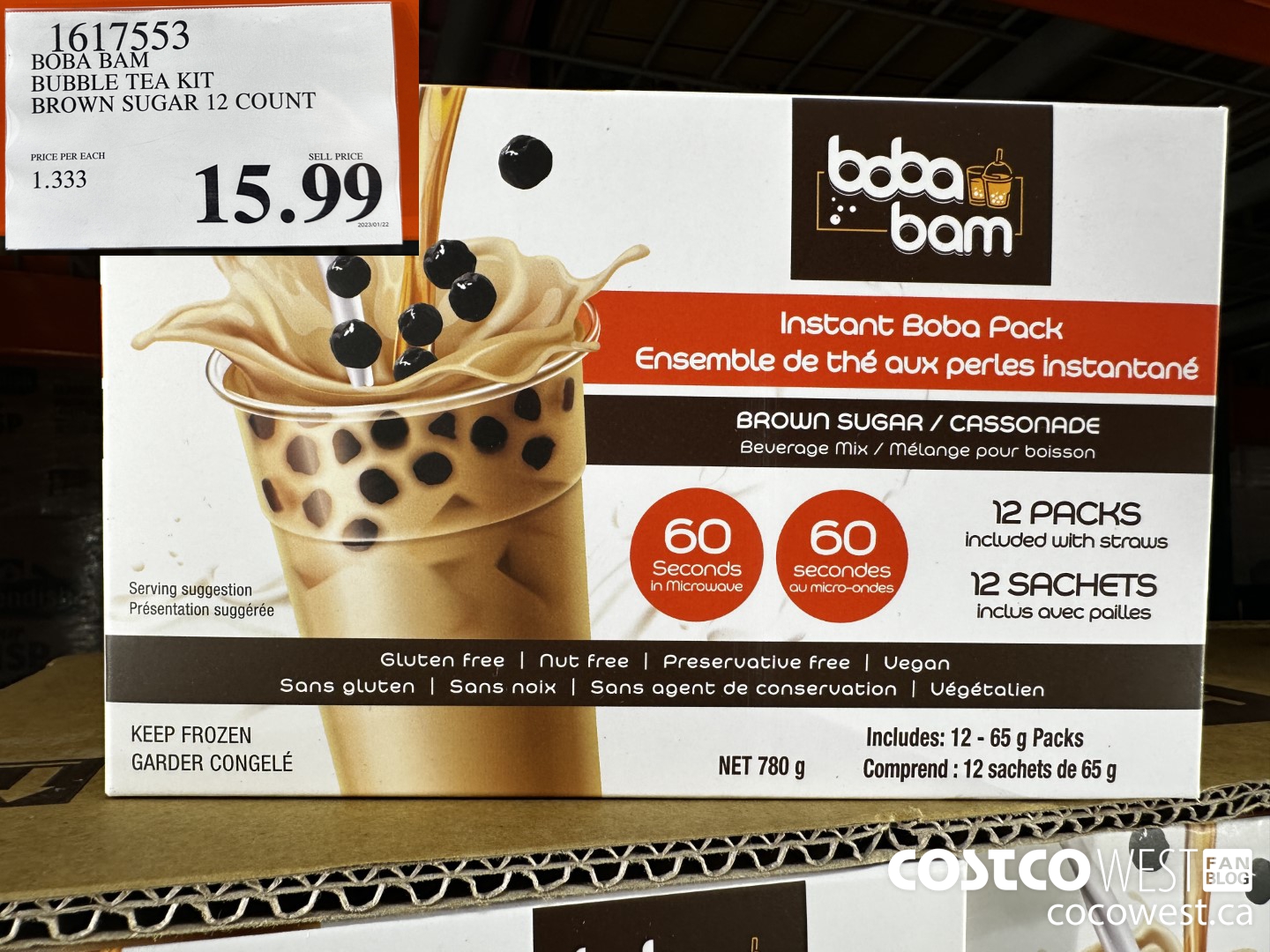 1617553 BOBA BAM BUBBLE TEA KIT BROWN SUGAR 12 COUNT $15.99
