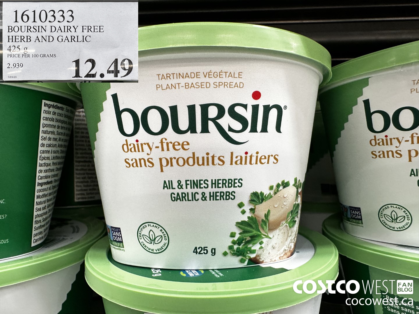 1610333 BOURSIN DAIRY FREE HERB AND GARLIC 425 g $12.49