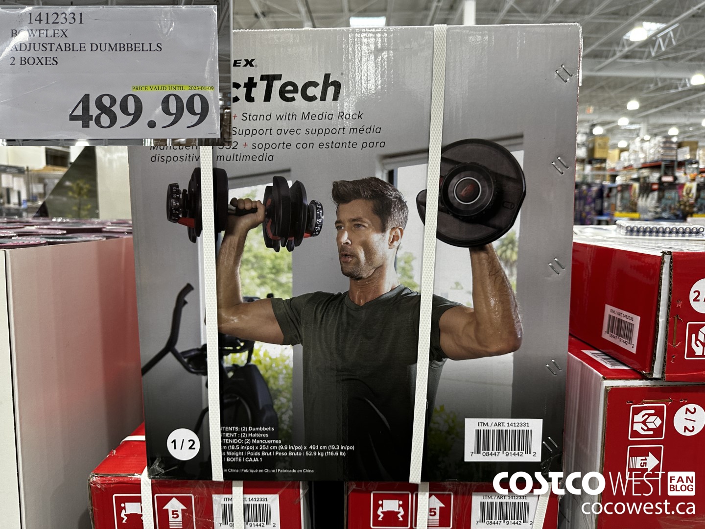 1412331 BOWFLEX ADJUSTABLE DUMBBELLS 2 BOXES (EXPIRES ON 2023-01-09) $489.99