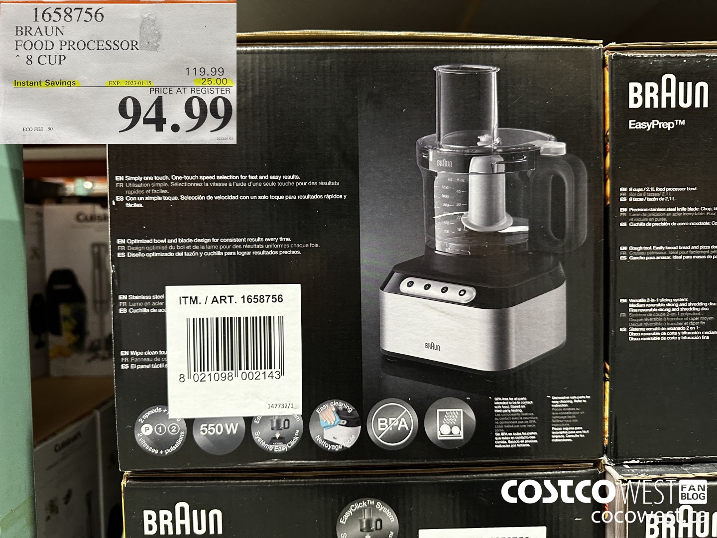 1658756 BRAUN FOOD PROCESSOR 8 CUP ($25.00 INSTANT SAVINGS EXPIRES ON 2023-01-15) $94.99