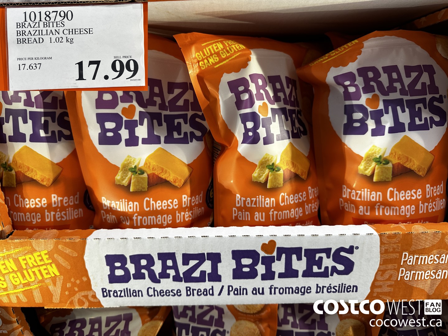 1018790 BRAZI BITES BRAZILIAN CHEESE BREAD 1.02 kg $17.99