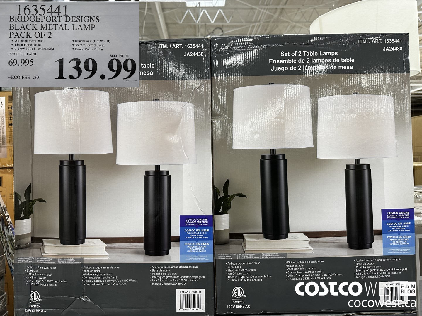 1635441 BRIDGEPORT DESIGNS BLACK METAL LAMP PACK OF 2 $139.99