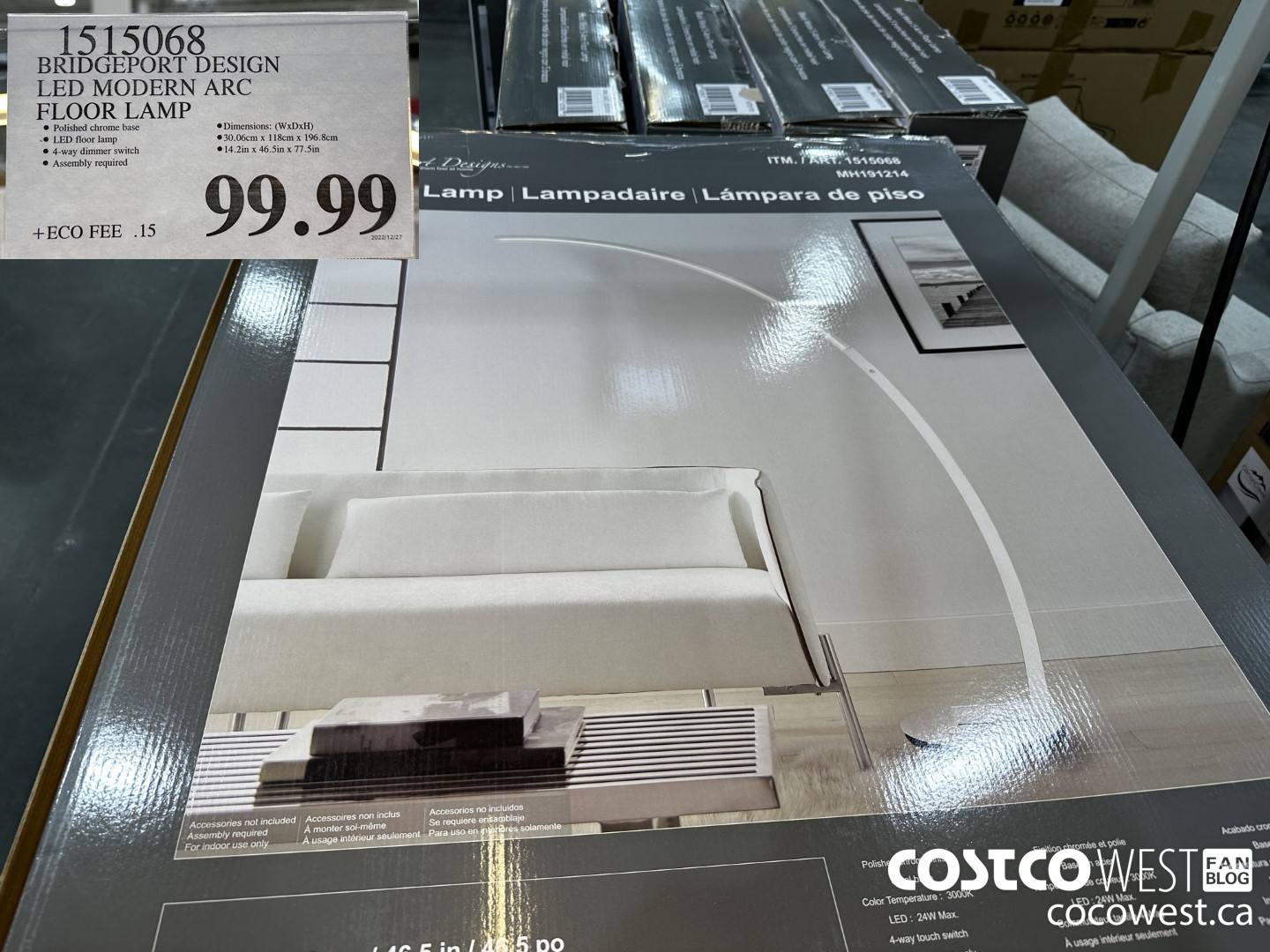 1515068 BRIDGEPORT DESIGN LED MODERN ARC FLOOR LAMP $99.99