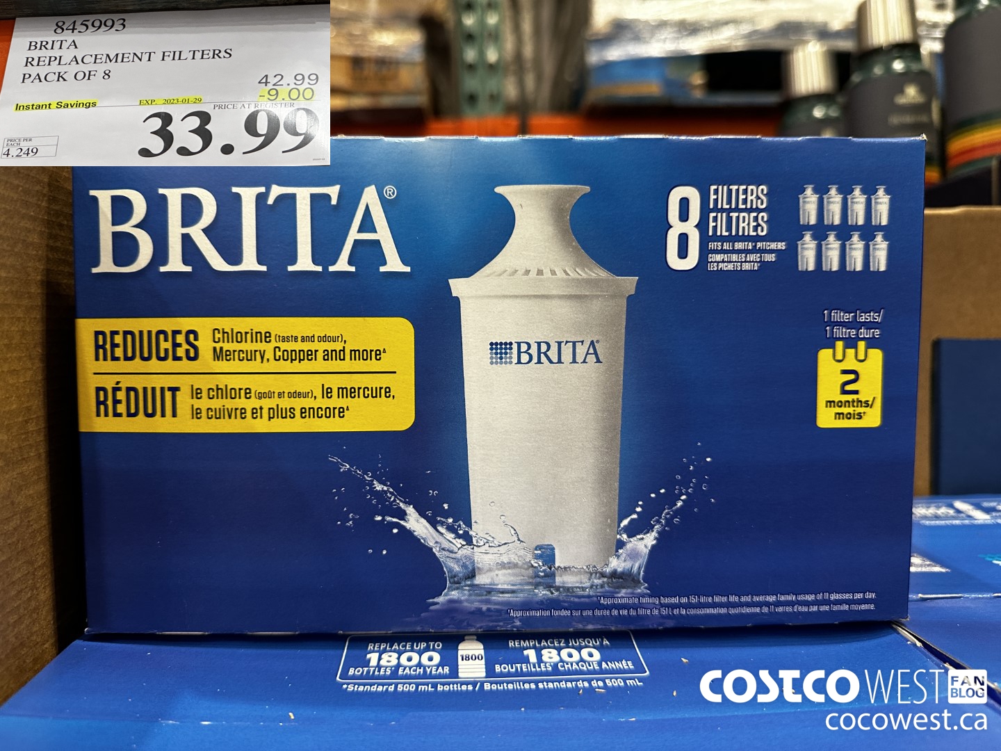 845993 BRITA REPLACEMENT FILTERS PACK OF 8 ($9.00 INSTANT SAVINGS EXPIRES ON 2023-01-29) $33.99