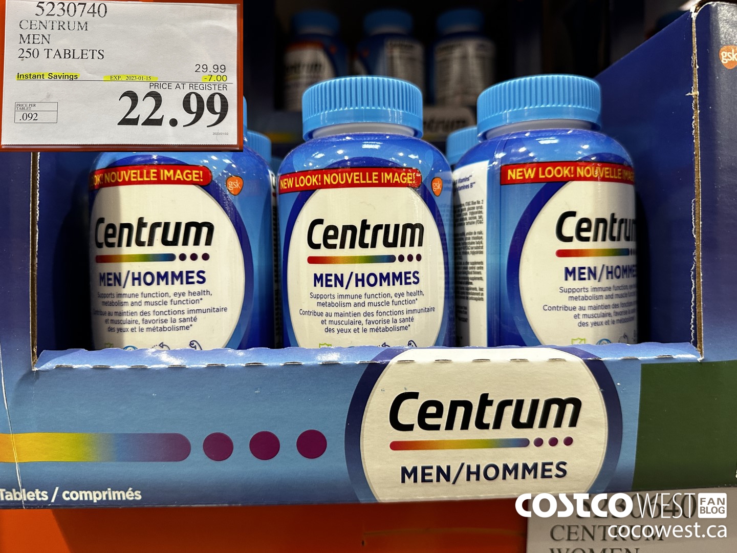 5230740 CENTRUM MEN 250 TABLETS ($7.00 INSTANT SAVINGS EXPIRES ON 2023-01-15) $22.99