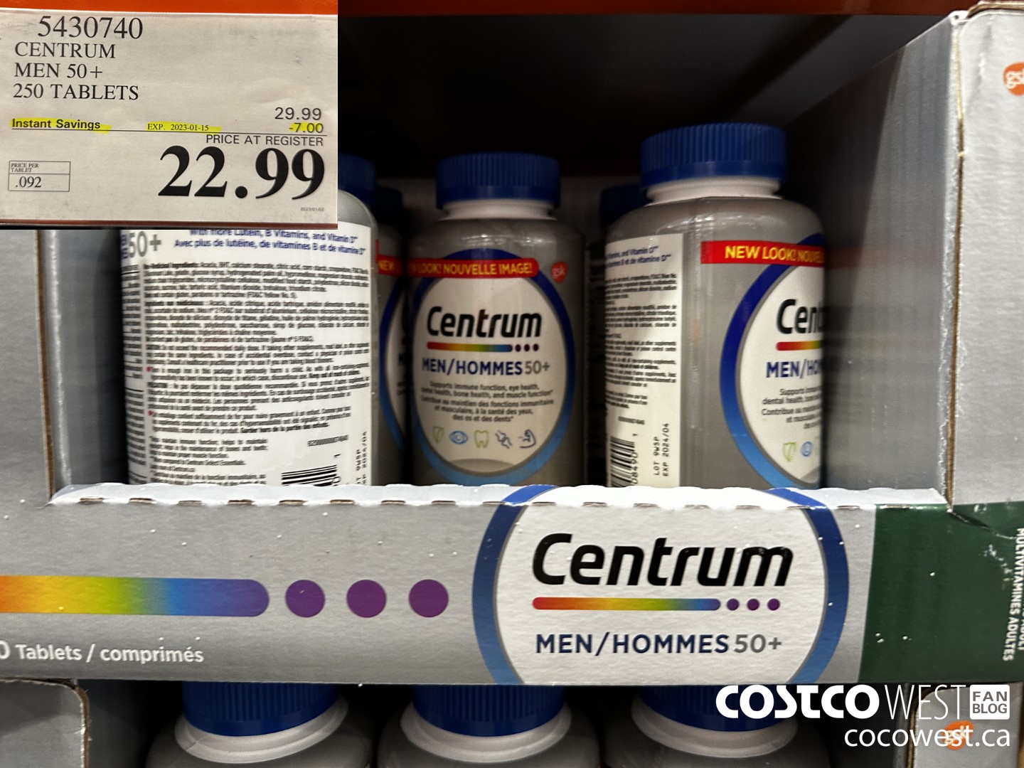 5430740 CENTRUM MEN 50+ 250 TABLETS ($7.00 INSTANT SAVINGS EXPIRES ON 2023-01-15) $22.99