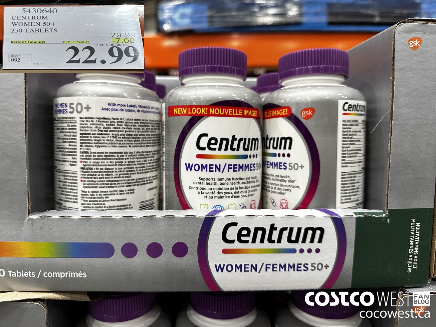 5430640 CENTRUM WOMEN 50+ 250 TABLET ($7.00 INSTANT SAVINGS EXPIRES ON 2023-01-15) $22.99