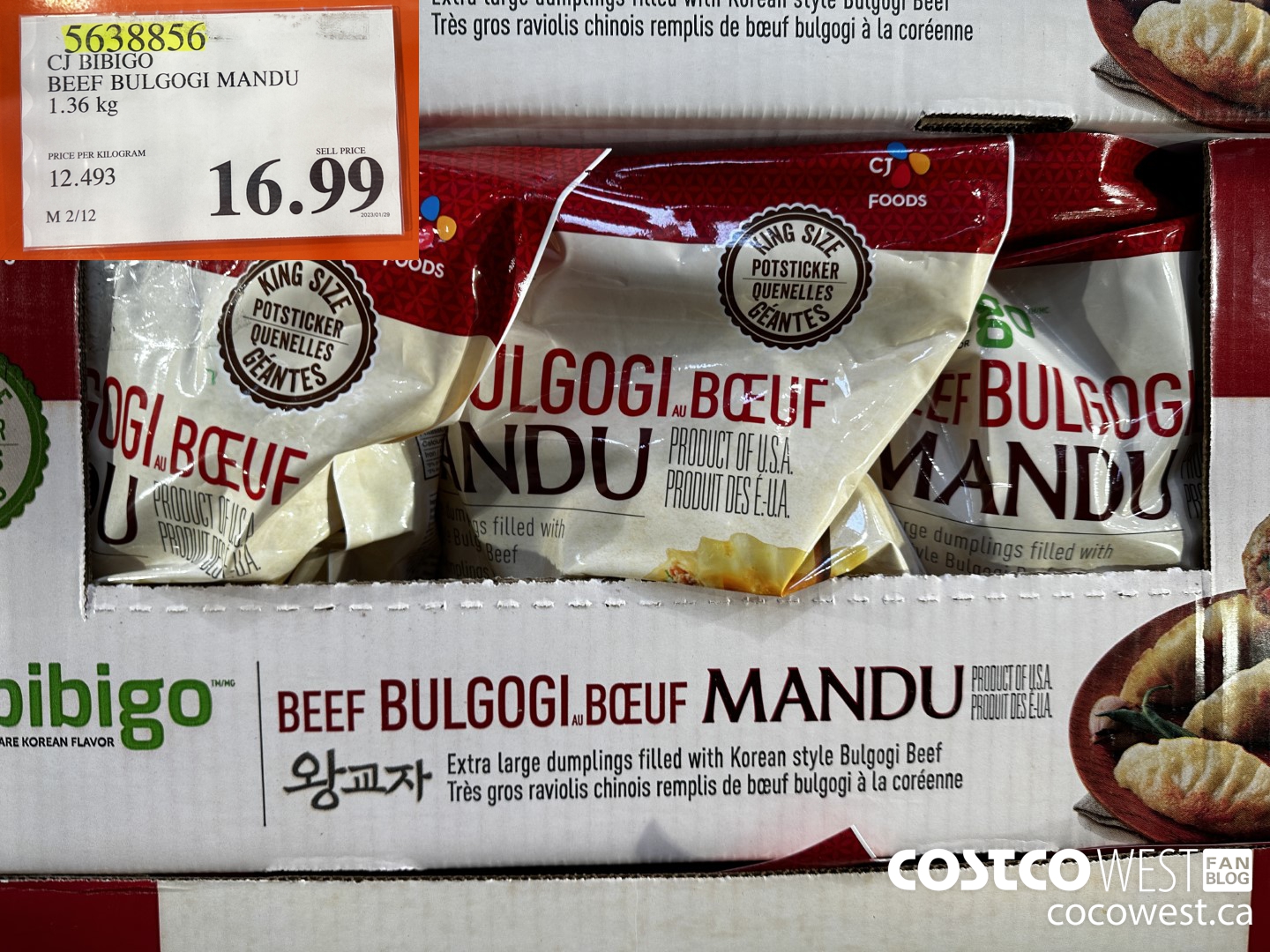 5638856 CJ BIBIGO BEEF BULGOGI MANDU 1.36 kg $16.99