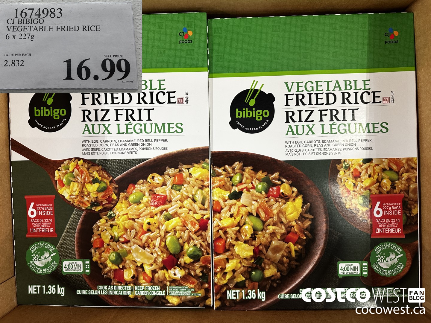 1674983 CJ BIBIGO VEGETABLE FRIED RICE 6 X 227G $16.99