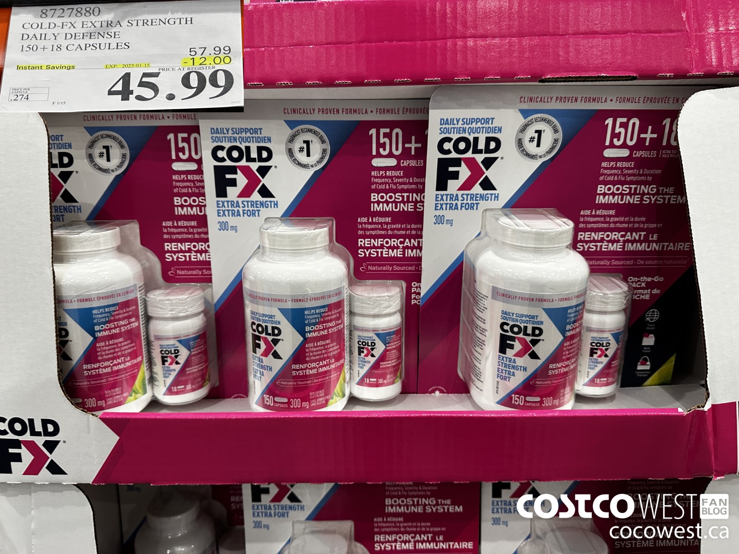 8727880 COLD-FX EXTRA STRENGTH DAILY DEFENSE 150 + 18 CAPSULES ($12.00 INSTANT SAVINGS EXPIRES ON 2023-01-15) $45.99