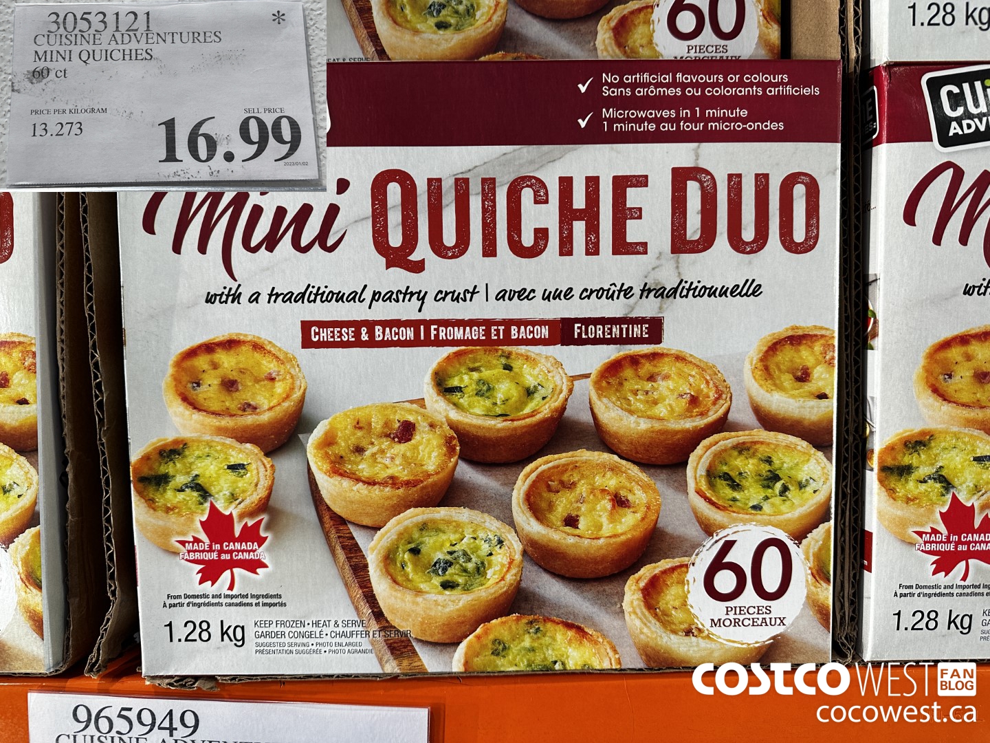 3053121 CUISINE ADVENTURES MINI QUICHES 60 CT $16.99