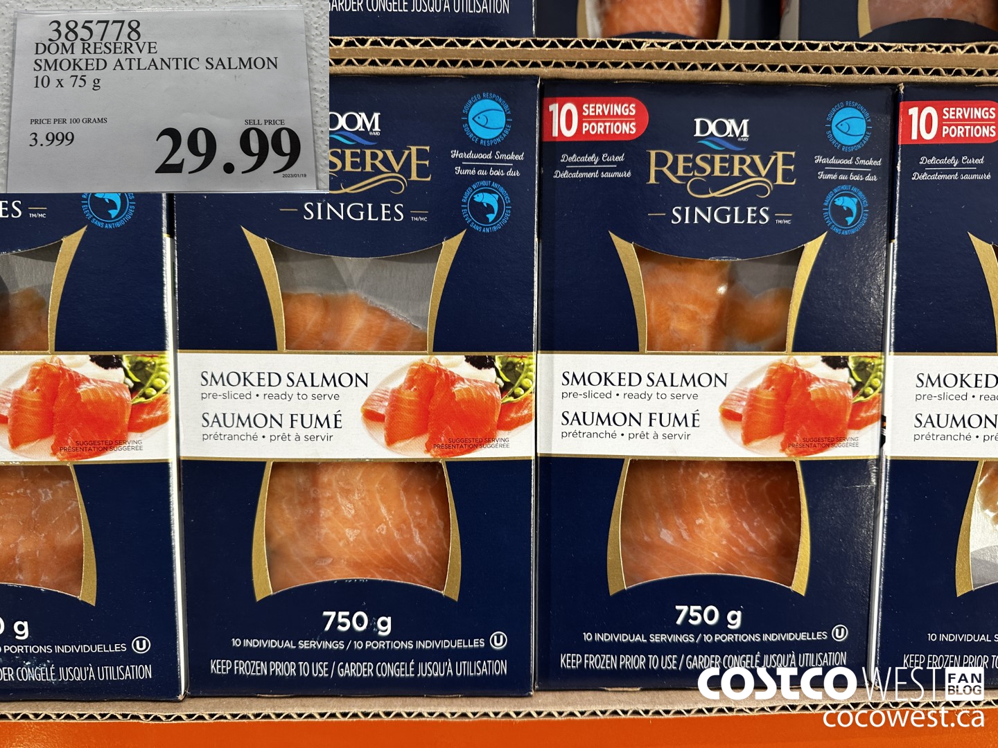 385778 DOM RESERVE SMOKED ATLANTIC SALMON 10 x 75 g $29.99