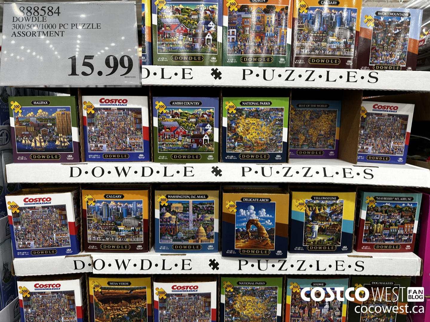 888584 DOWDLE 100/500/1000 PC PUZZLE ASSORTMENT $15.99