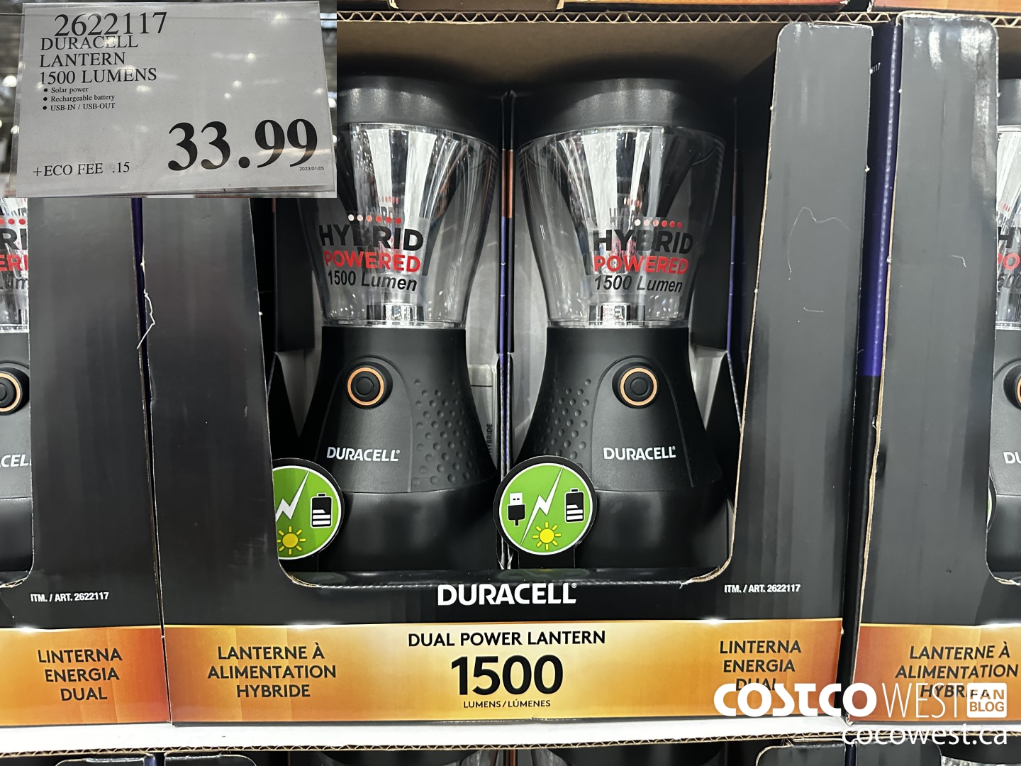 2622117 DURACELL LANTERN 1500 LUMENS $33.99