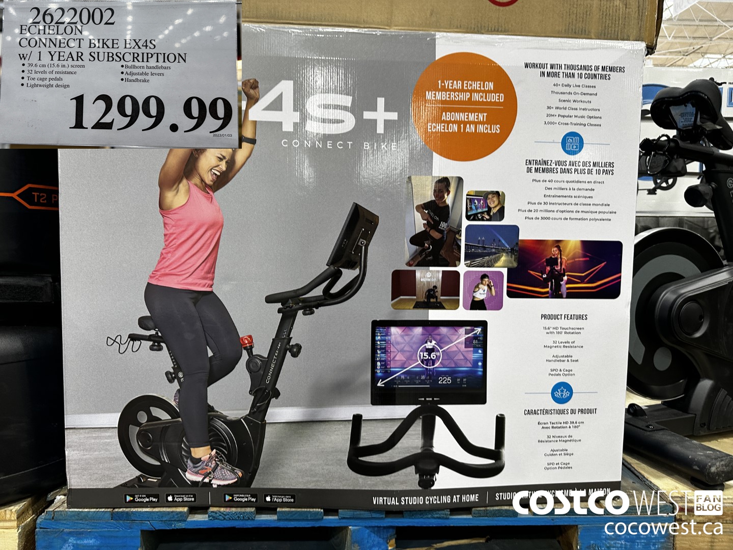 2622002 ECHELON CONNECT BIKE EX4S W/ 1 YEAR SUBSCRIPTION $1299.99