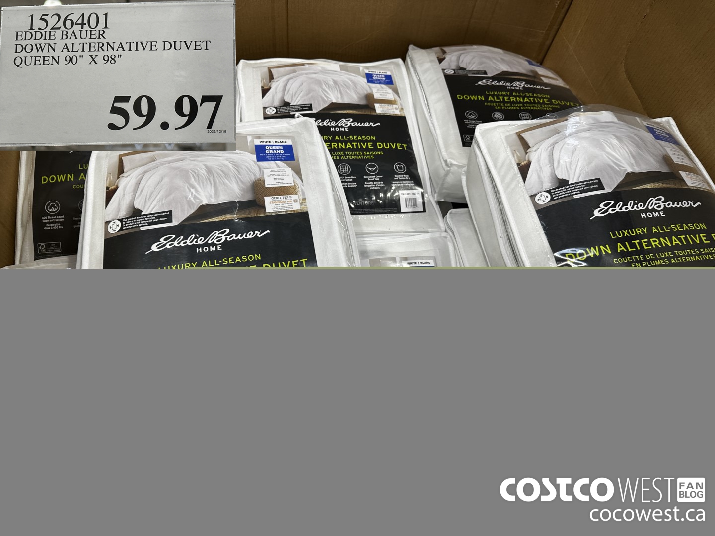 1526401 EDDIE BAUER DOWN ALTERNATIVE DUVET QUEEN 90