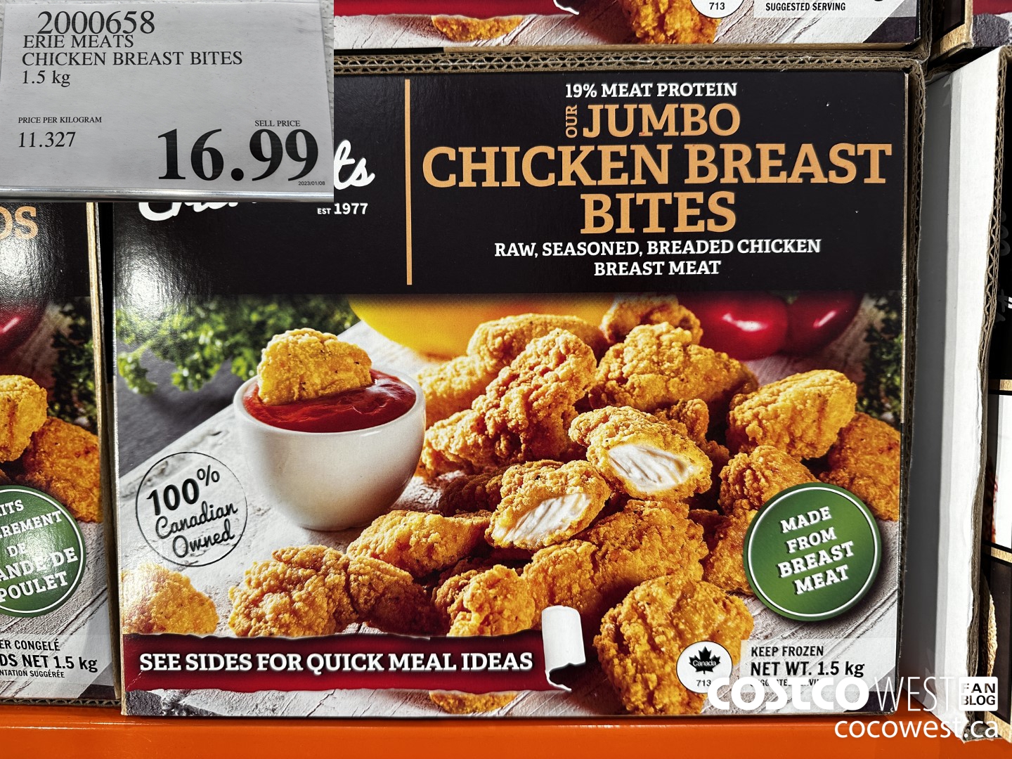 2000658 ERIE MEATS CHICKEN BREAST BITES 1.5 kg $16.99