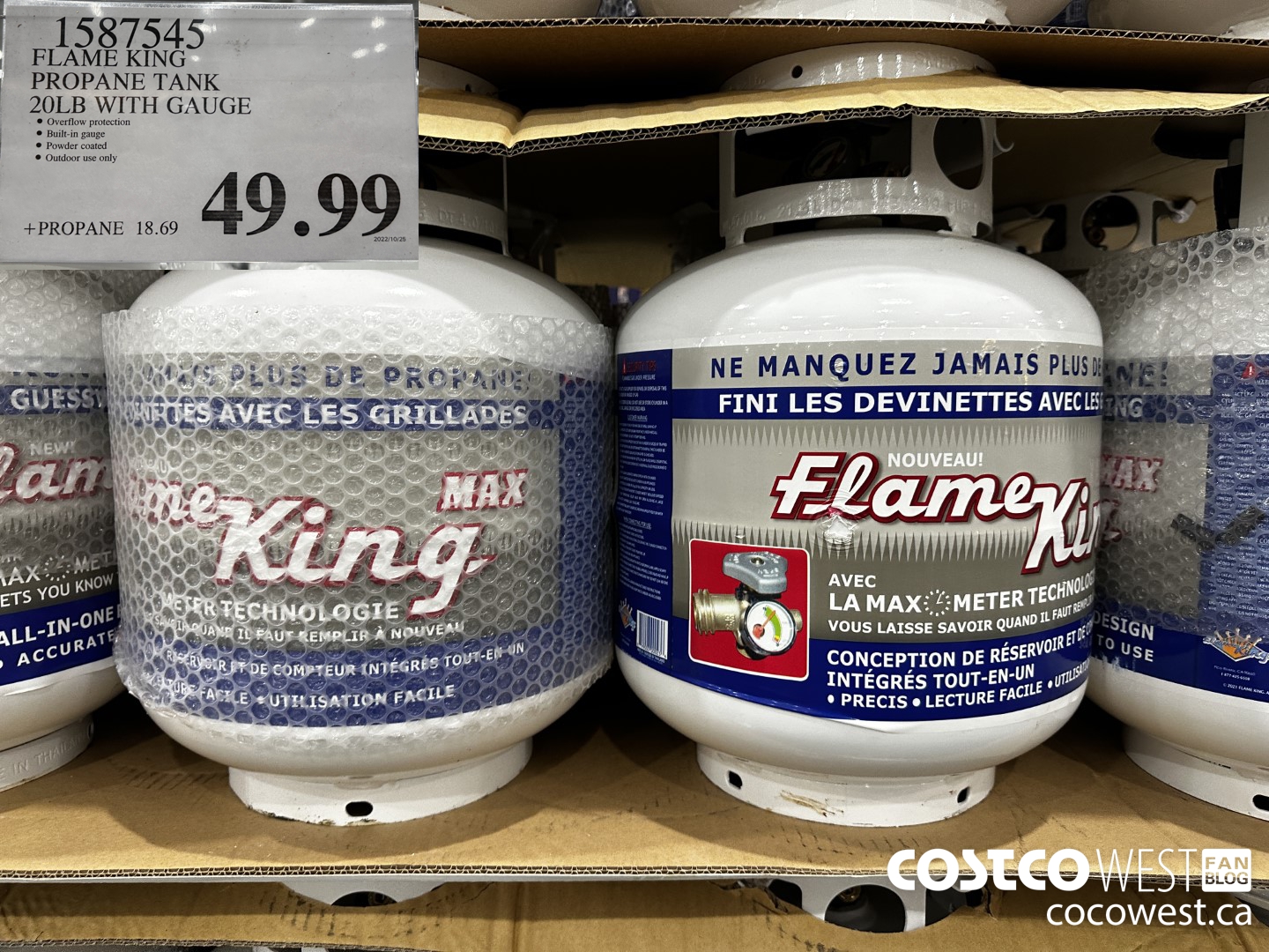 1587545 FLAME KING PROPANE TANK 20LB WITH GAUGE $49.99