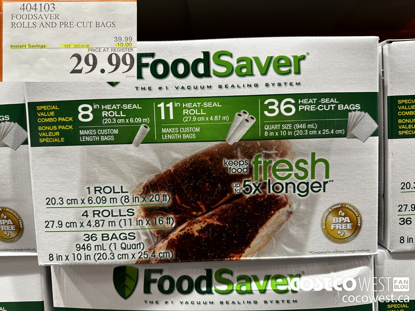 404103 FOODSAVER ROLLS AND PRE-CUT BAGS ($10.00 INSTANT SAVINGS EXPIRES ON 2023-01-08) $29.99