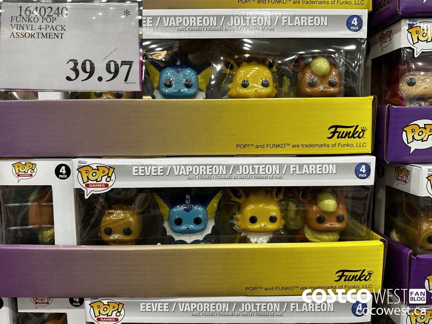 1640240 FUNKO POP VINYL 4-PACK ASSORTMENT $39.97