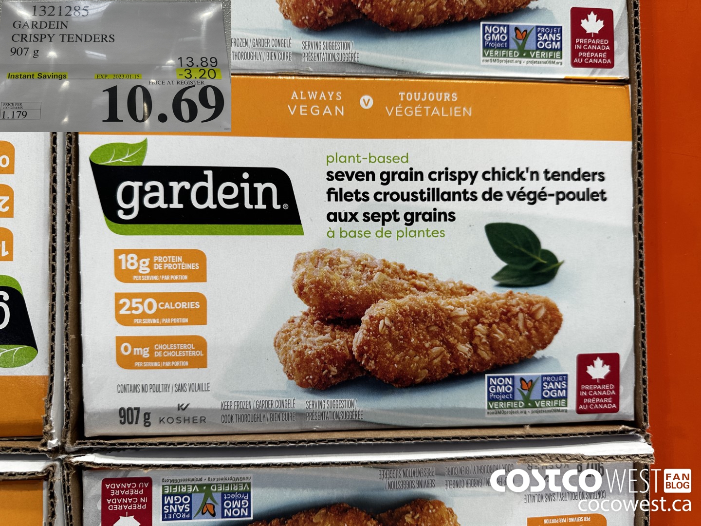 1321285 GARDEIN CRISPY TENDERS 907 g ($3.20 INSTANT SAVINGS EXPIRES ON 2023-01-15) $10.69