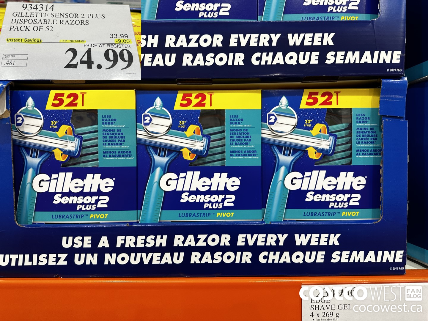 934314 GILLETTE SENSOR 2 PLUS DISPOSABLE RAZORS PACK OF 52 ($9.00 INSTANT SAVINGS EXPIRES ON 2023-01-08) $24.99