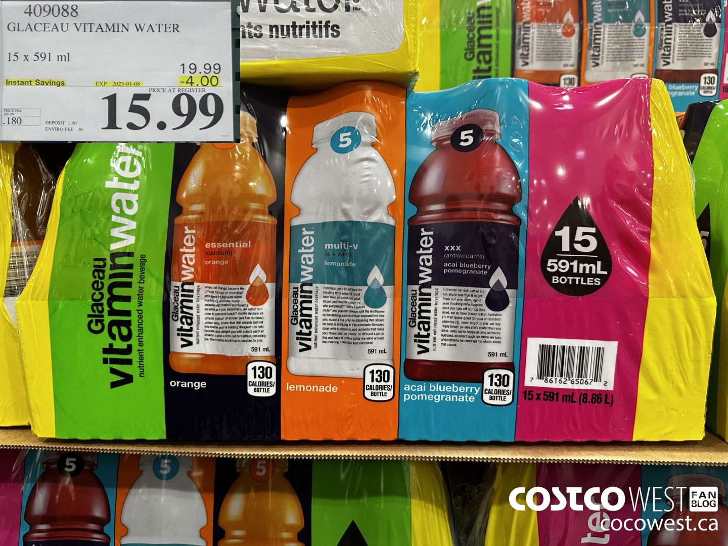 409088 GLACEAU VITAMIN WATER 15 x 591 ml ($4.00 INSTANT SAVINGS EXPIRES ON 2023-01-08) $15.99