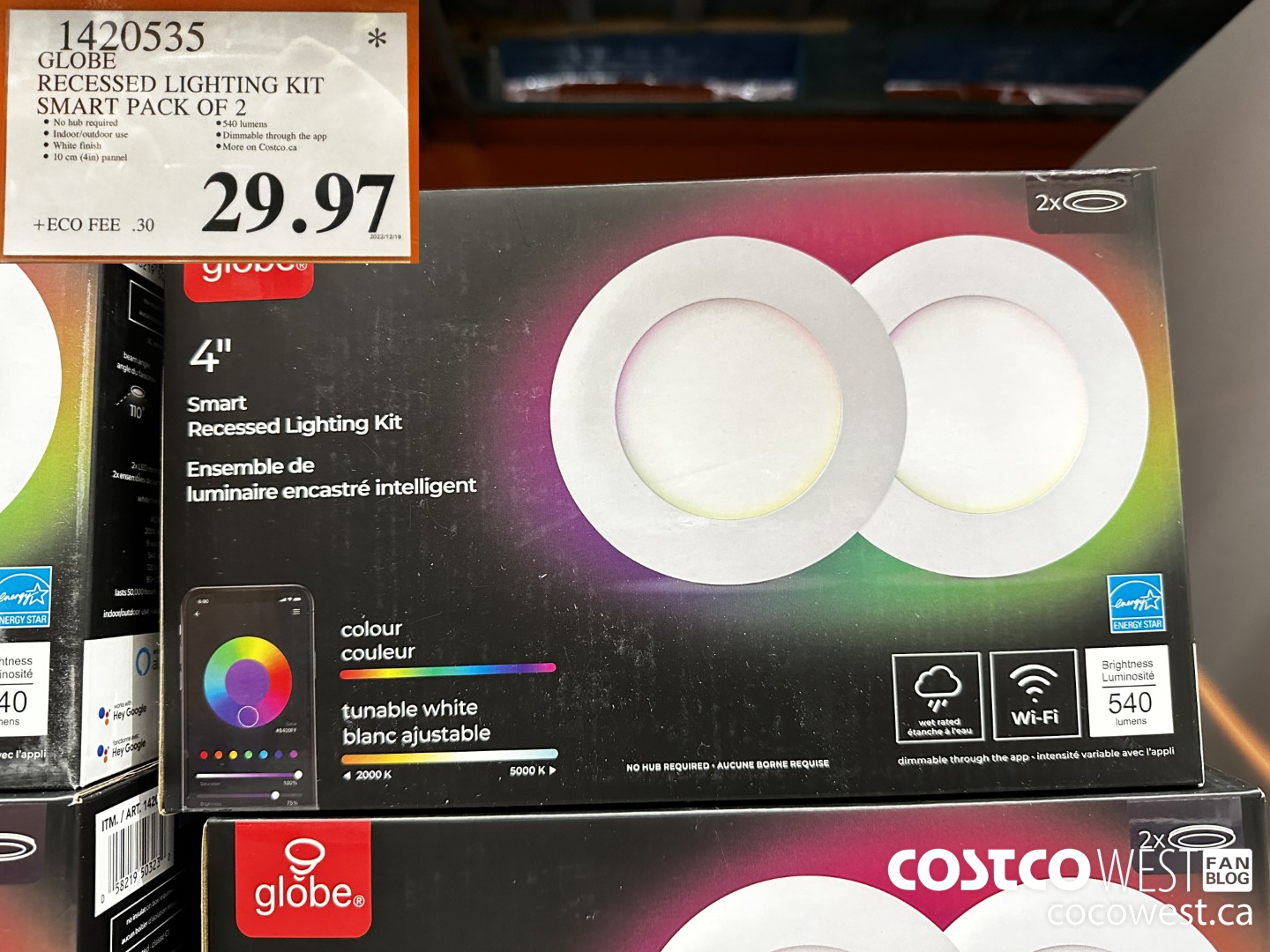 1420535 GLOBE RECESSED LIGHTING KIT SMART PACK OF 2 $29.97