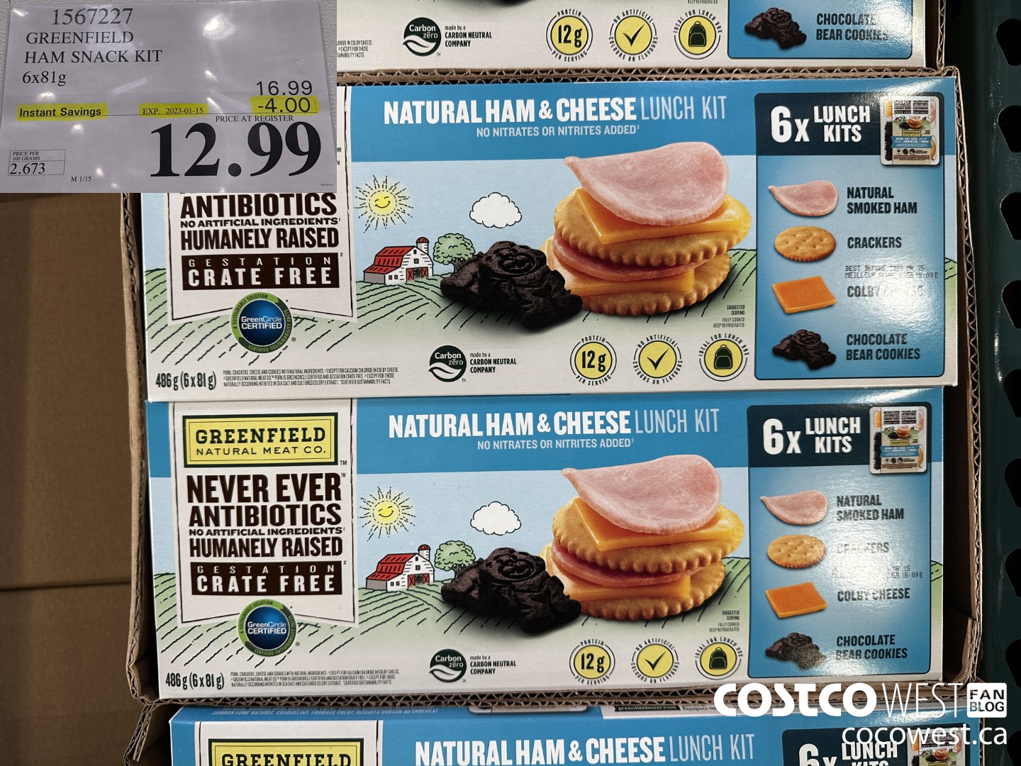 1567227 GREENFIELD HAM SNACK KIT 6x81g ($4.00 INSTANT SAVINGS EXPIRES ON 2023-01-15) $12.99