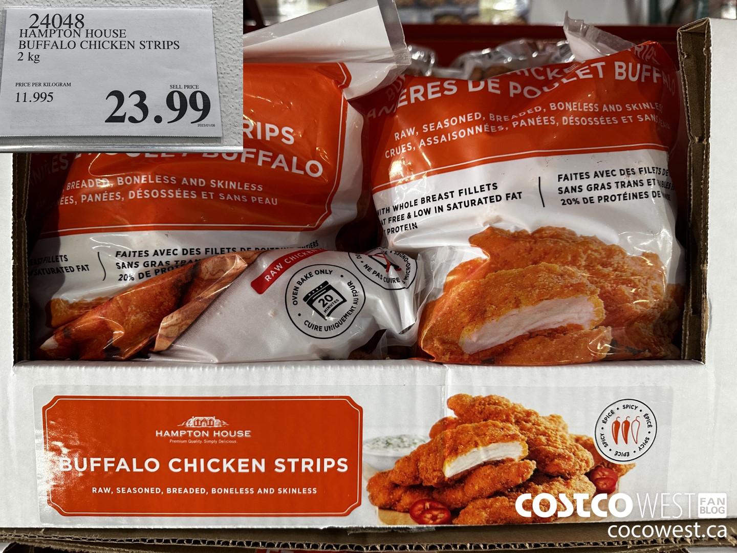 24048 HAMPTON HOUSE BUFFALO CHICKEN STRIPS 2 kg $23.99