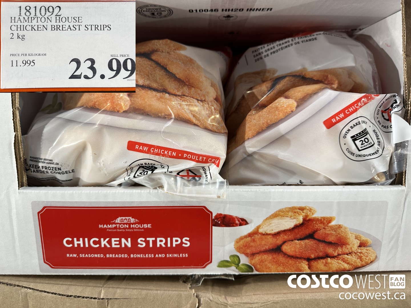 181092 HAMPTON HOUSE CHICKEN BREAST STRIPS 2 kg $23.99