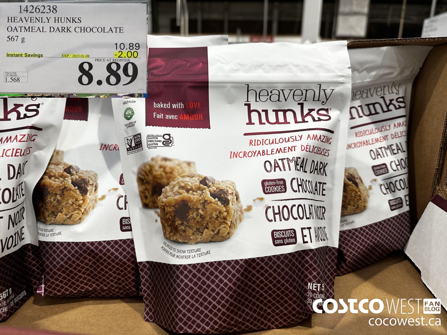 1426238 HEAVENLY HUNKS OATMEAL DARK CHOCOLATE 567g ($2.00 INSTANT SAVINGS EXPIRES ON 2023-01-08) $8.89