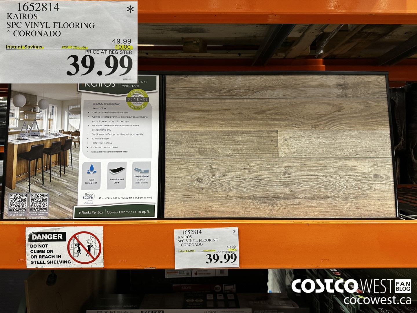 1652814 KAIROS SPC VINYL FLOORING CORONADO ($10.00 INSTANT SAVINGS EXPIRES ON 2023-01-08) $39.99