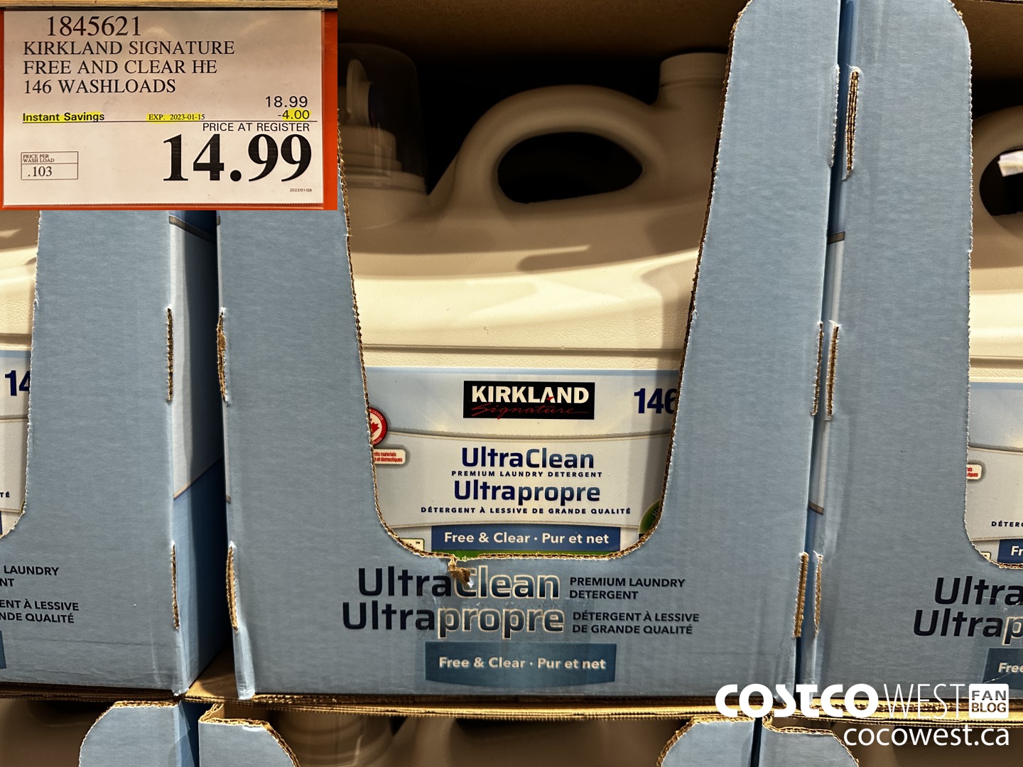 1845621 KIRKLAND SIGNATURE FREE AND CLEAR HE 5.99 L 133 WASHLOADS ($4.00 INSTANT SAVINGS EXPIRES ON 2023-01-15) $14.99