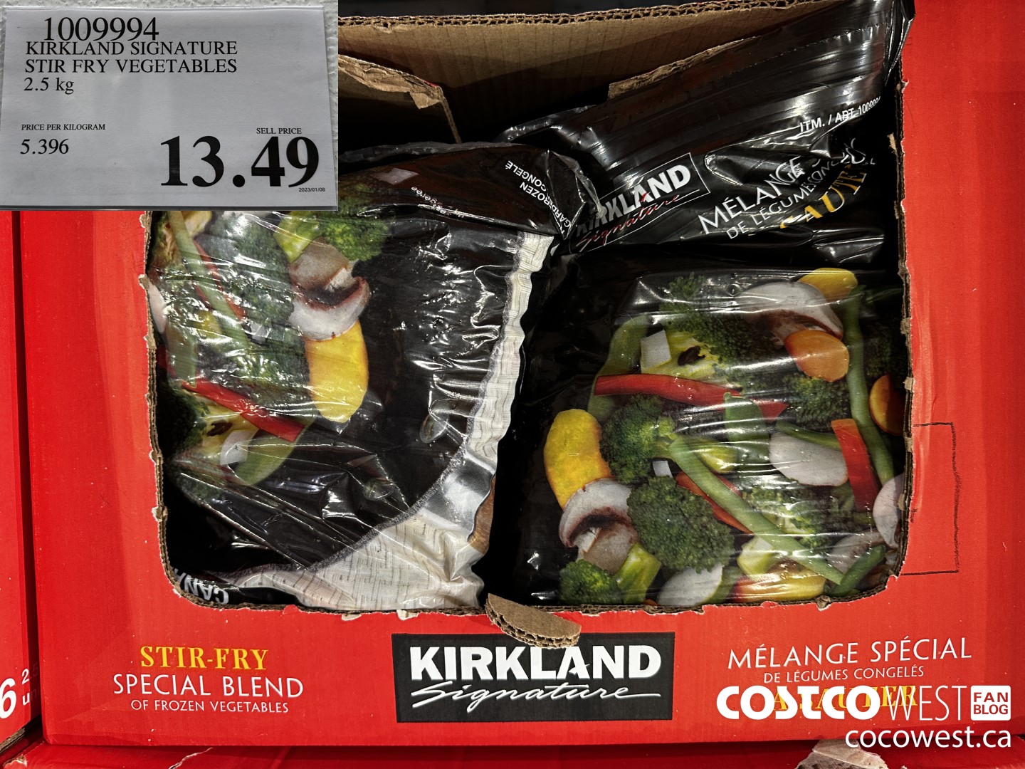 1009994 KIRKLAND SIGNATURE STIR FRY VEGETABLES 2.5 kg $13.49