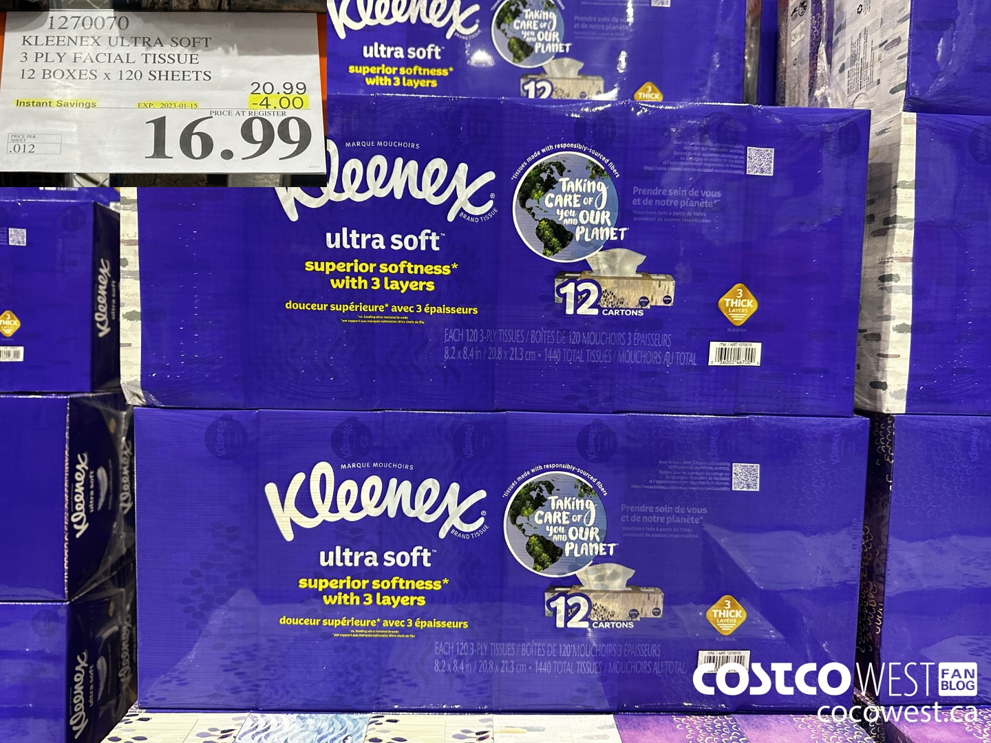 270070 KLEENEX ULTRA SOFT 3 PLY FACIAL TISSUE 8 BOXES x 170 SHEETS ($4.00 INSTANT SAVINGS EXPIRES ON 2023-01-15) $16.99