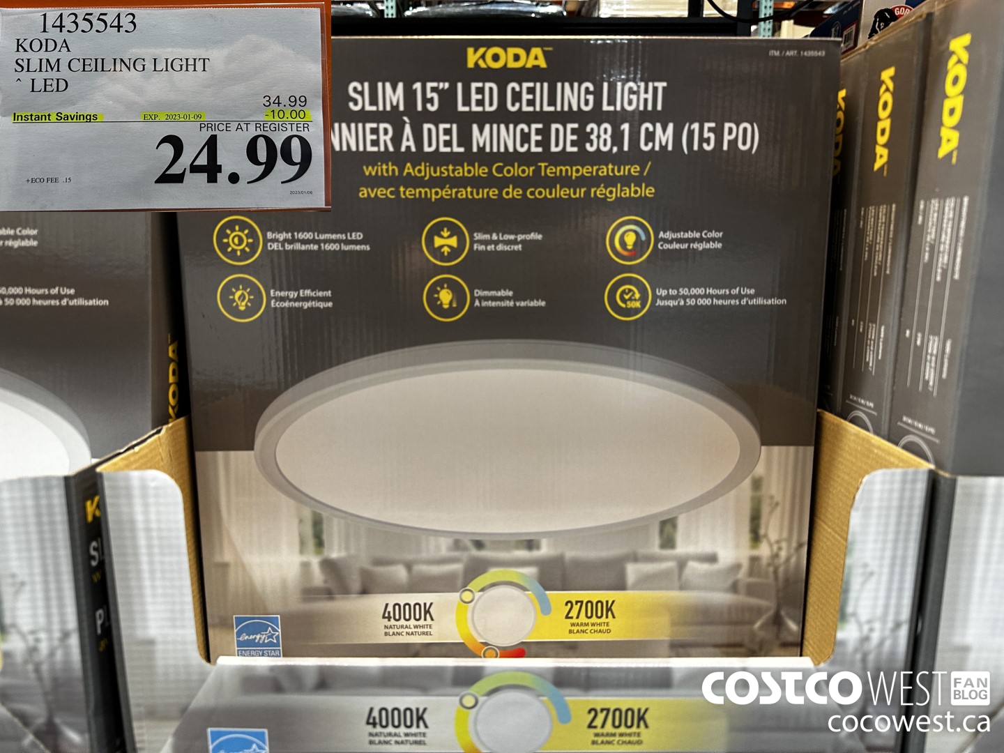 1435543 KODA SLIM CEILING LIGHT LED ($10.00 INSTANT SAVINGS EXPIRES ON 2023-01-09) $24.99
