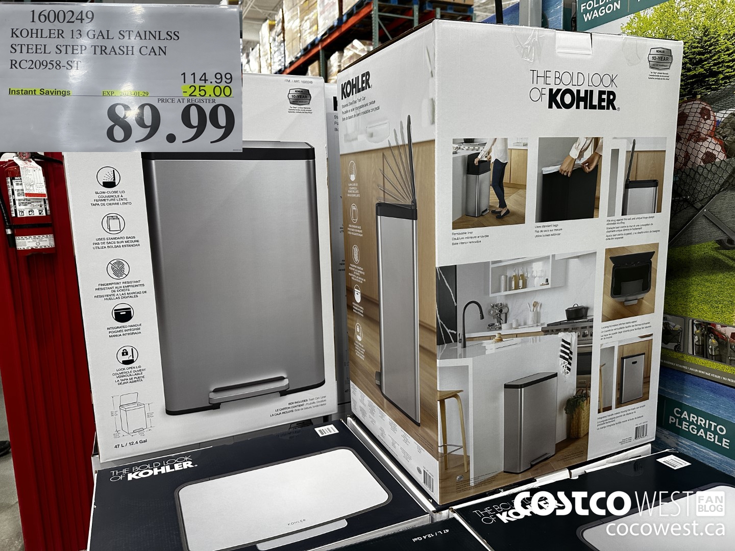 1600249 KOHLER 13 GAL STAINLESS STEEL STEP TRASH CAN RC20958-ST ($25.00 INSTANT SAVINGS EXPIRES ON 2023-01-29) $89.99