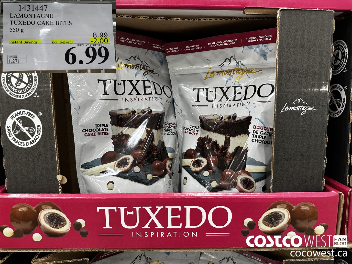 1431447 LAMONTAGNE TUXEDO CAKE BITES 550 g ($2.00 INSTANT SAVINGS EXPIRES ON 2023-02-05) $6.99