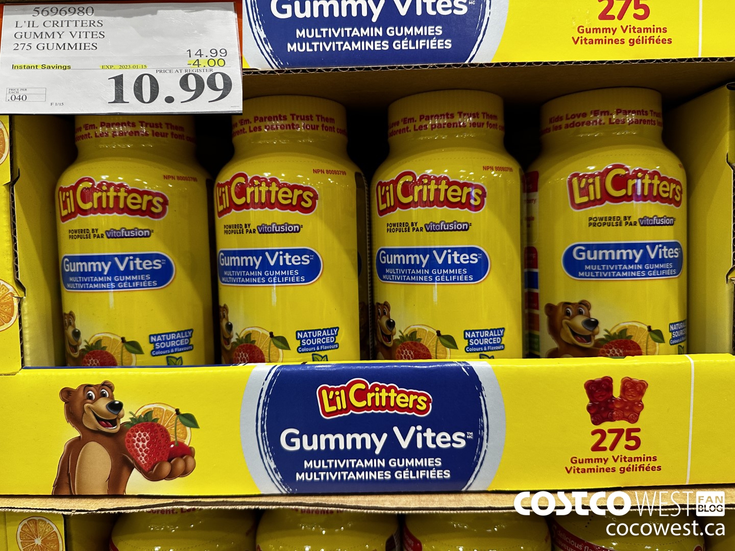 5696980 L'IL CRITTERS GUMMY VITES 275 GUMMIES ($4.00 INSTANT SAVINGS EXPIRES ON 2023-01-15) $10.99